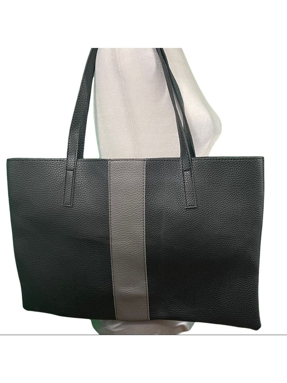 Vince Camuto Black Satchel Vegan Leather Bag Workwear Minimalist Style Office